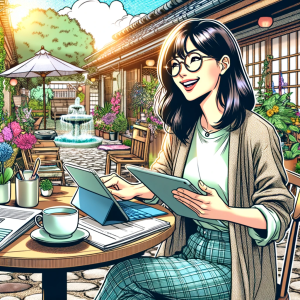 パソコンとタブレットで学習をしているイラスト