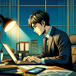 パソコンで学習をしているイラスト
